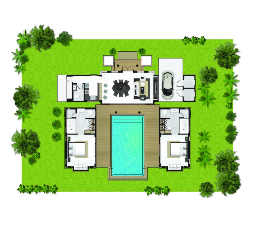 Kiri Buddha Pool Villa Unit Plan 2BR