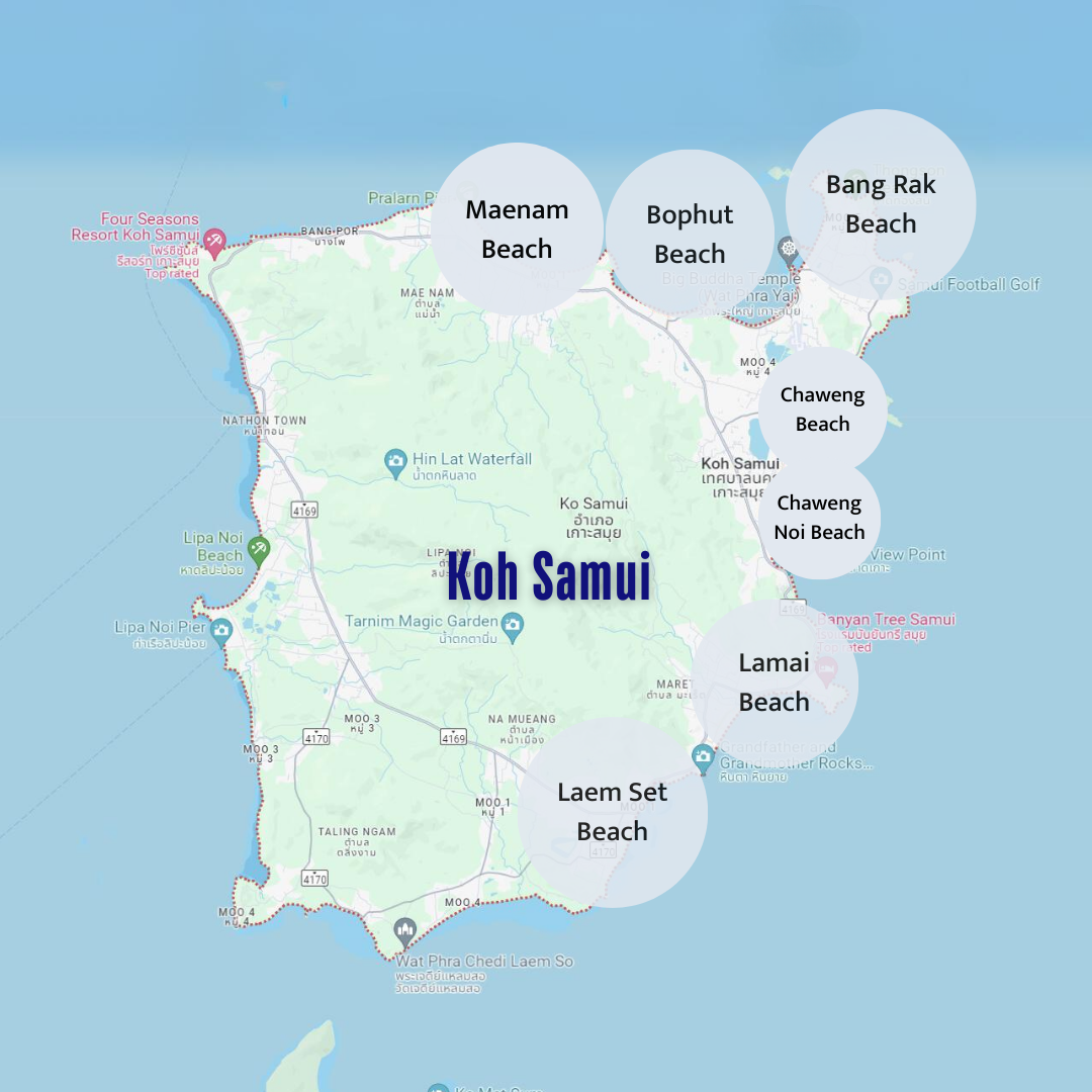Koh Samui Beach Area Map
